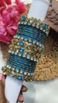 Dark Sky Blue Colour Stone Bangles Set