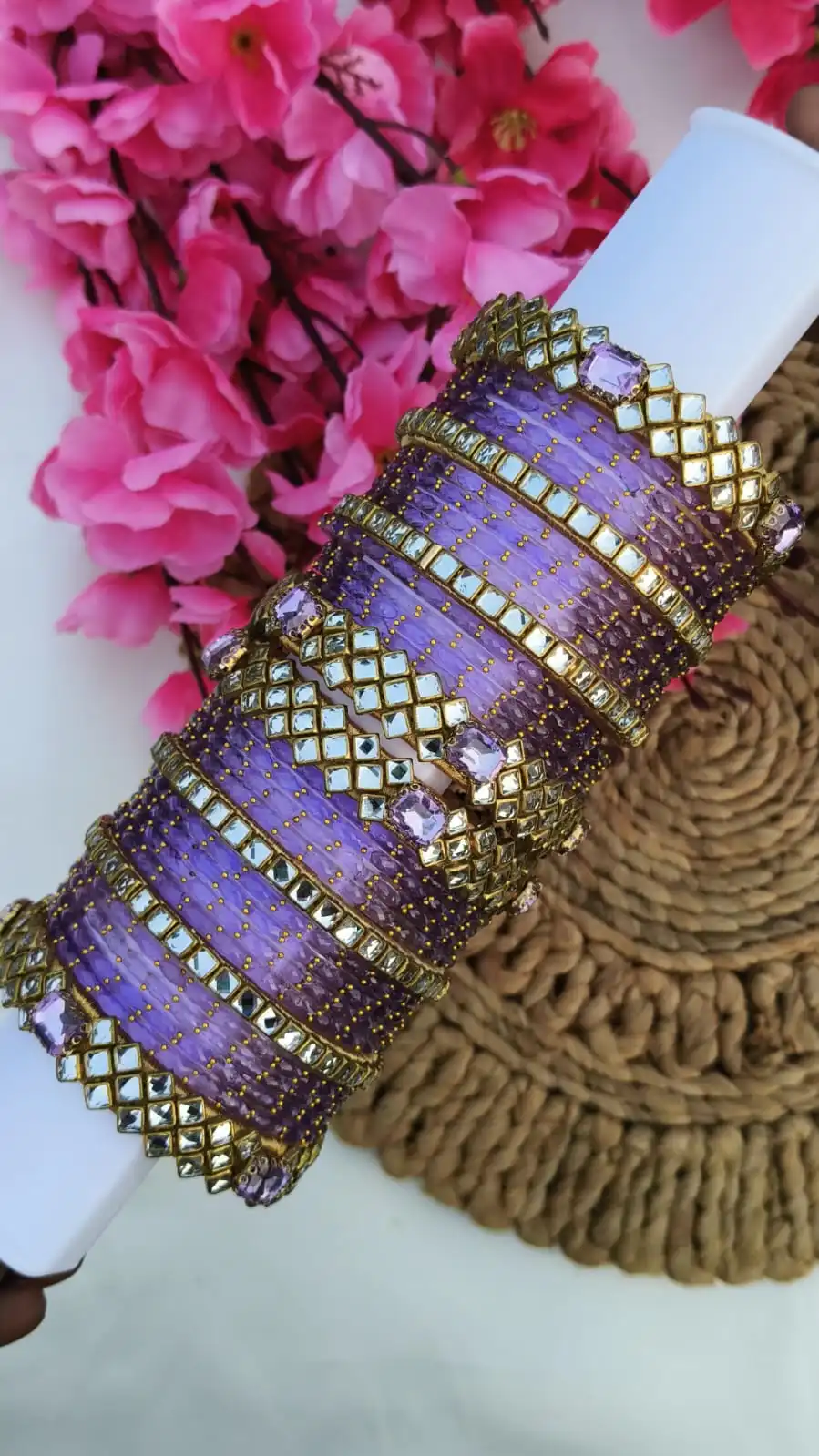 Lavender Stone Colour Bangles Set