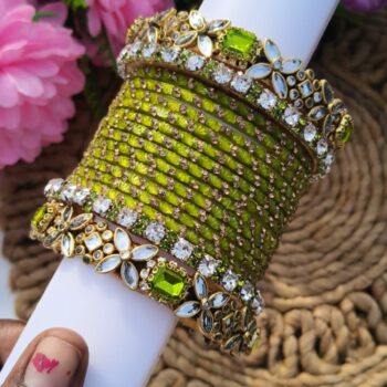 Light Green Stone Bangles (1 Hand)