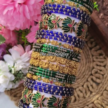 Louts & Annam Green with Blue Bridal Bangles