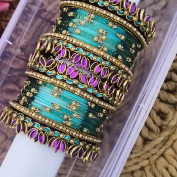 Louts Violet & Turquoise Colour Bangles Set