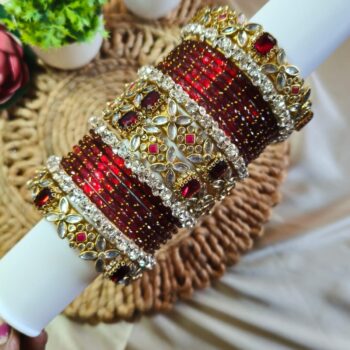 Maroon Stone Glass Mixed Set