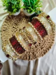 Maroon With White Stone Glass Bangles