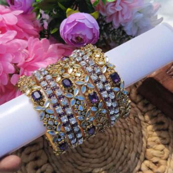 Purple White Stone Bangles