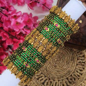 Radha Krishna Dark Green Bangles Set