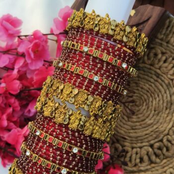 Radha Krishna Red Bangles Set