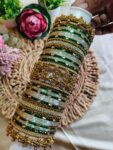 Small Radha Krishna Green With White Bangles Set