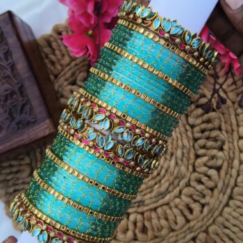 Turquoise Blue Lotus Bangles Set