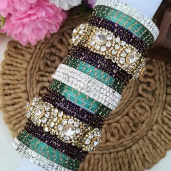 Turquoise & Violet Reception Bangles