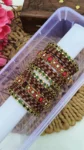 Marron Stone With Green Glass Bangles Set