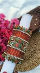 Orange Stone Glass Mixed Bangles