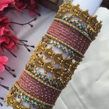 Preacock Pink Colour Bridal Bangles