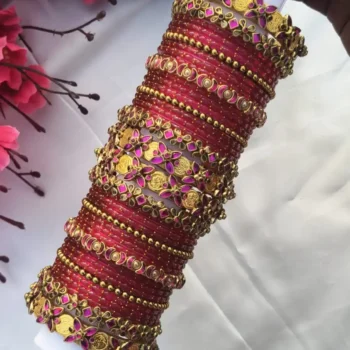 Rain Pink Bridal Bangles Set