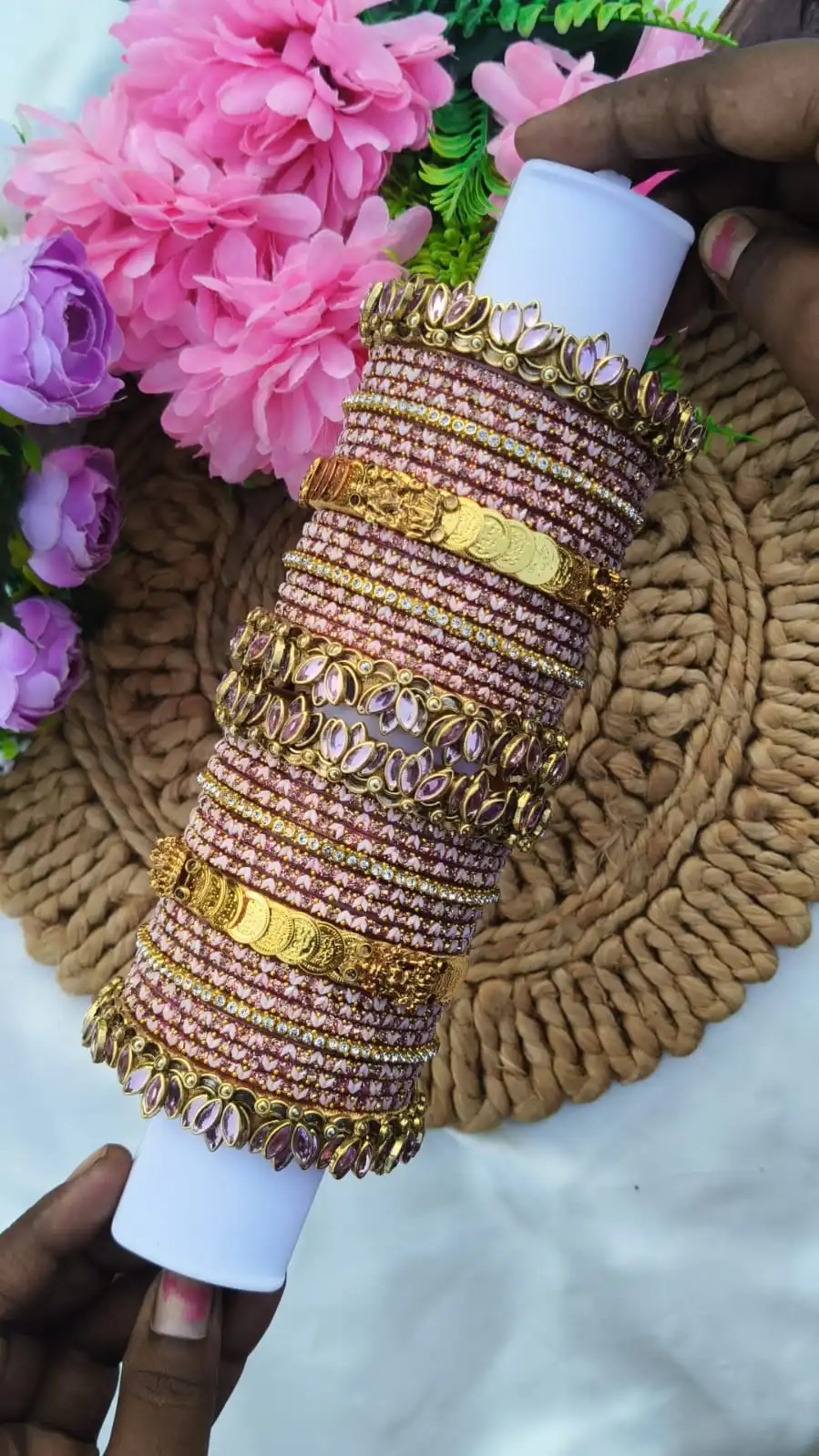 Baby Pink Loutes Bridal Bangles