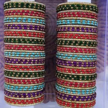 Louts 5 Colours Glass Bangles Mixed
