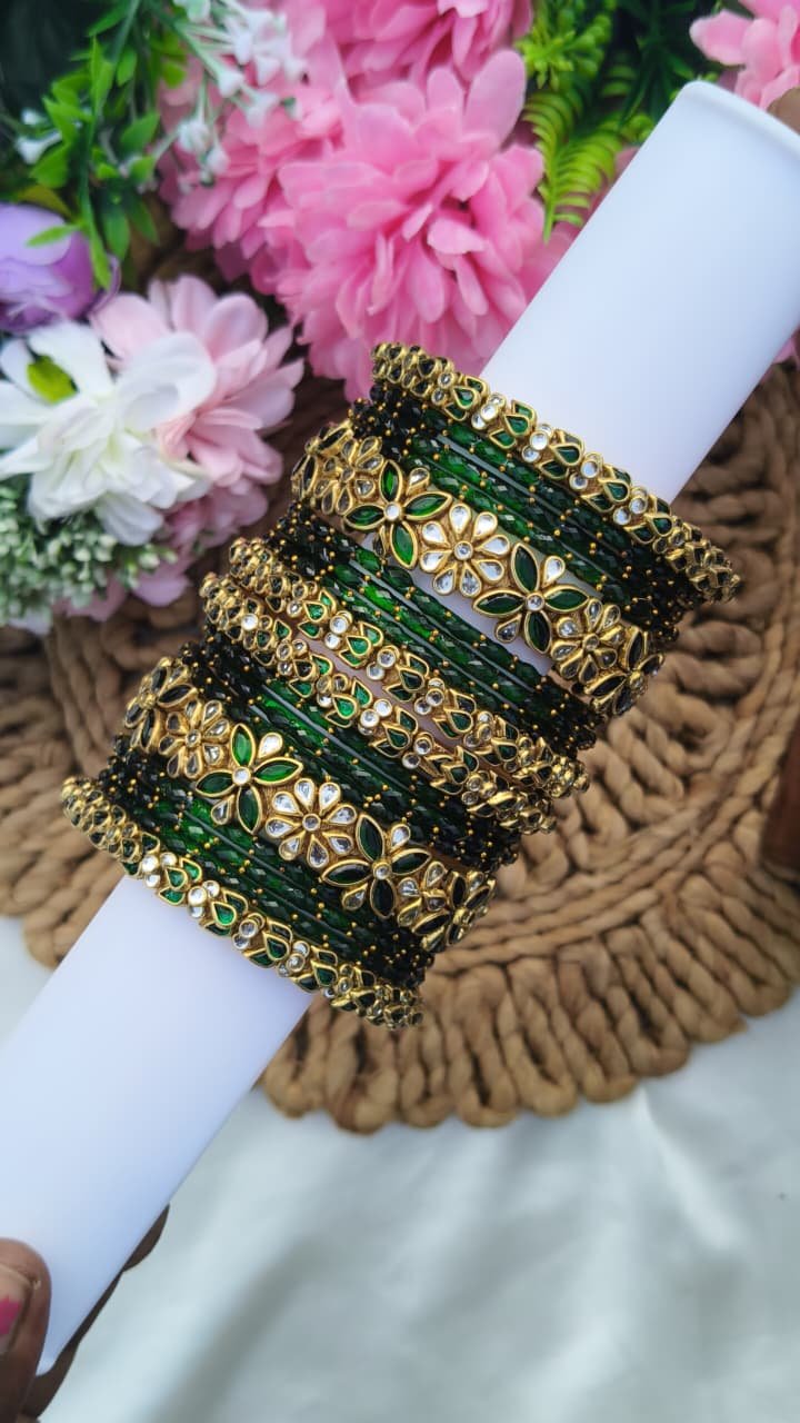 Dark Green Colour Semi Bridal Set