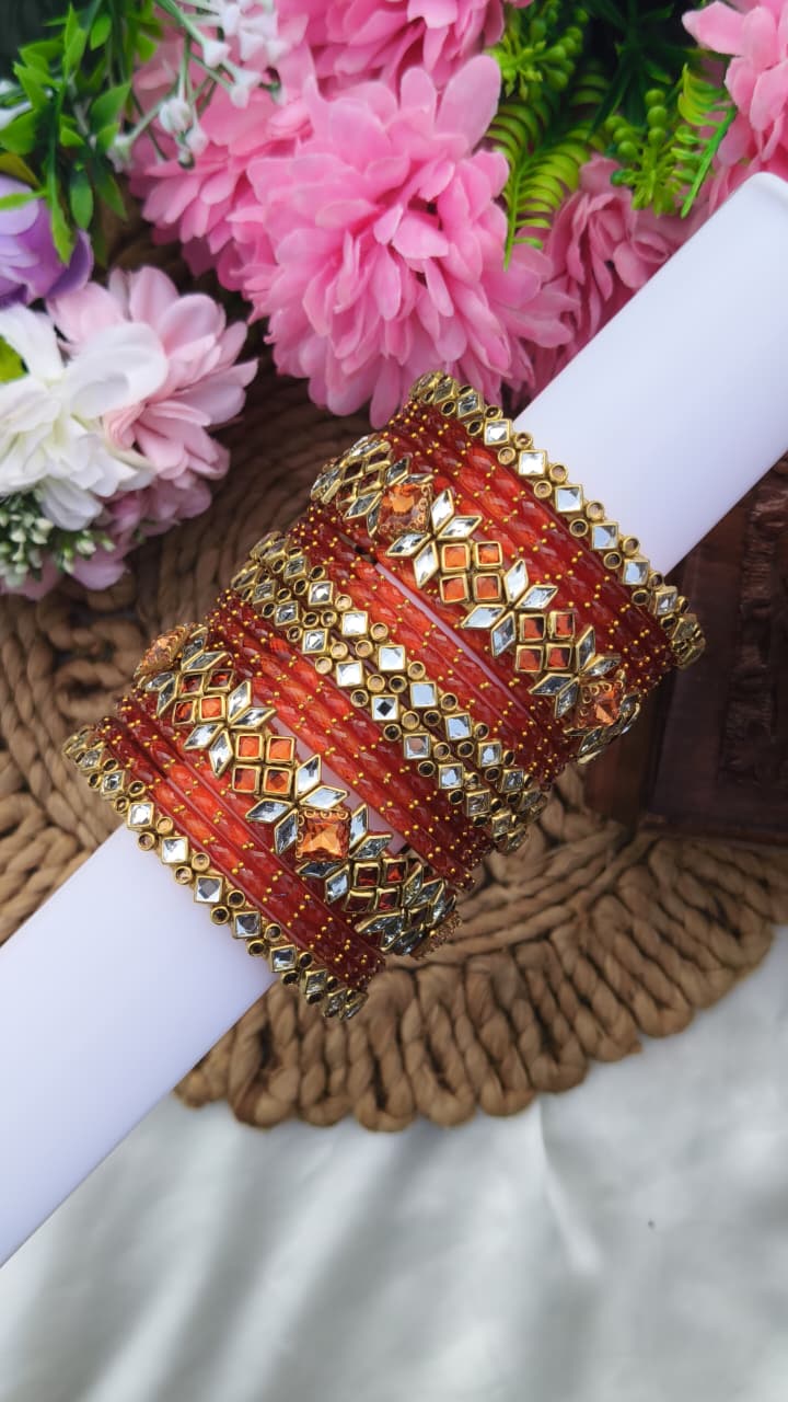Orange Colour Semi Bridal Set