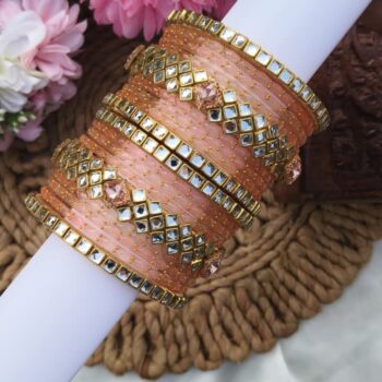 Peach Colour Semi Bridal Set