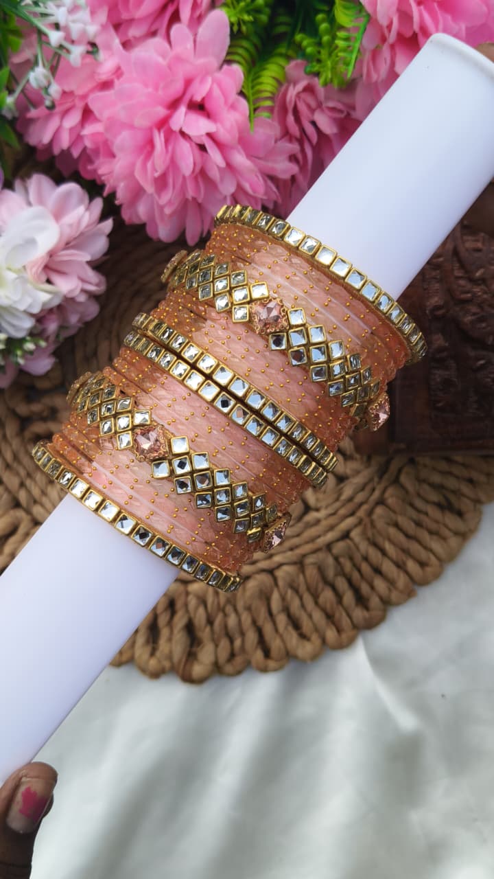 Peach Colour Semi Bridal Set
