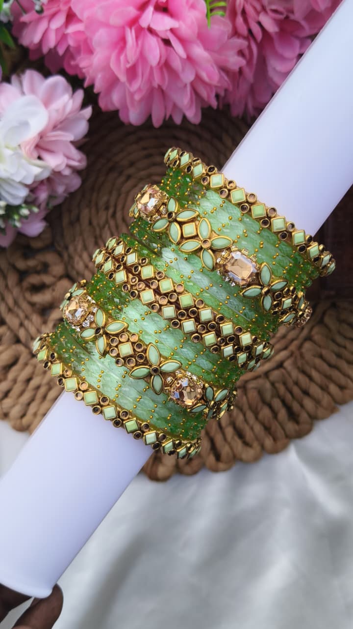 Pista Green Colour Semi Bridal Set