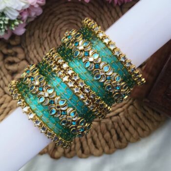 Turquoise Colour Semi Bridal Set